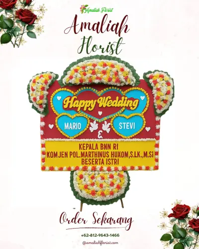 Karangan Papan Bunga Pernikahan di Rattan Inn Hotel